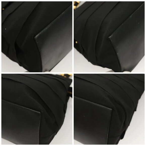 Salvatore Ferragamo Chain Vala Shoulder Bag Canvas Black Gold Auth - Picture 16 of 16